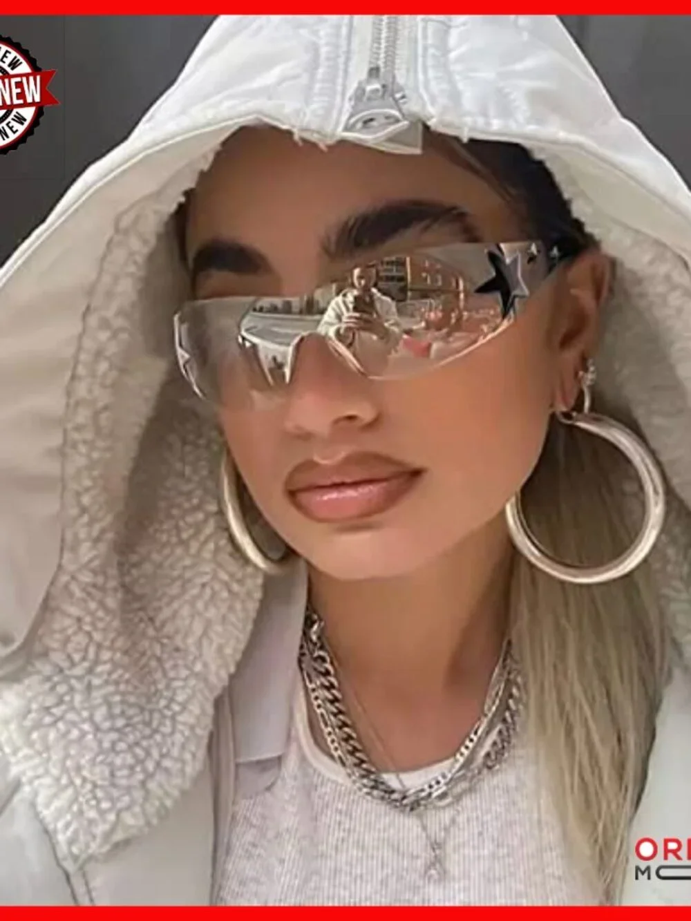 Rimless Y2K Sunglasses Wrap Around Shield Glasses Trendy Fashion